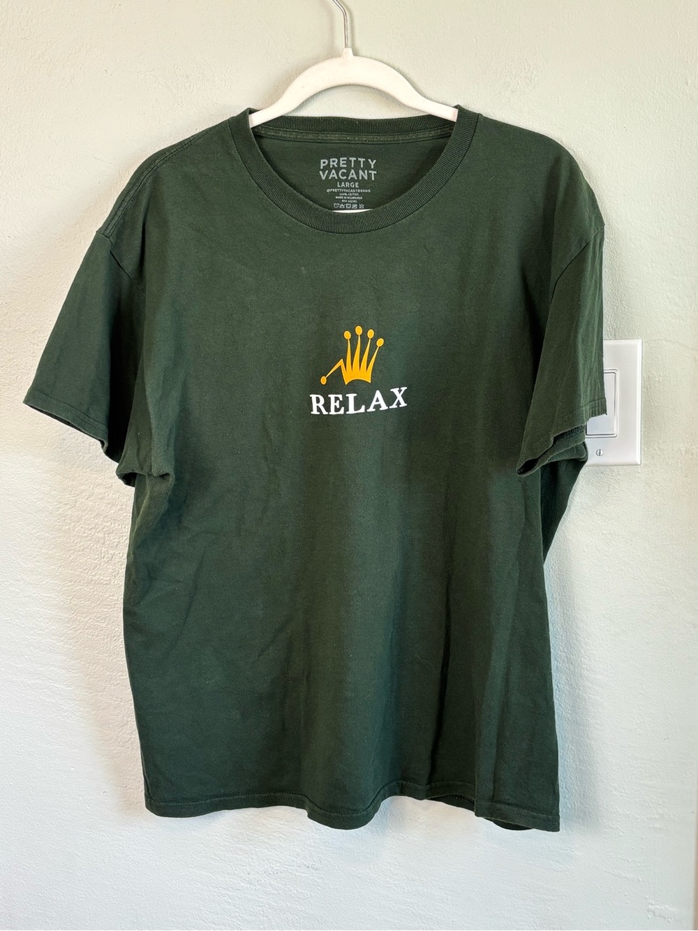 Bundle 2/$30! Mens L Green Relax Graphic Tee Rolex Funny